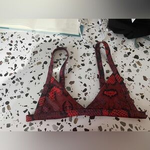 Zaful Red and Black Lace Triangle swin top